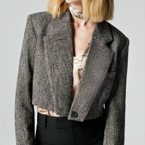 Smythe Cut Off Blazer in Brown Tweed, size small - Picture 1 of 6